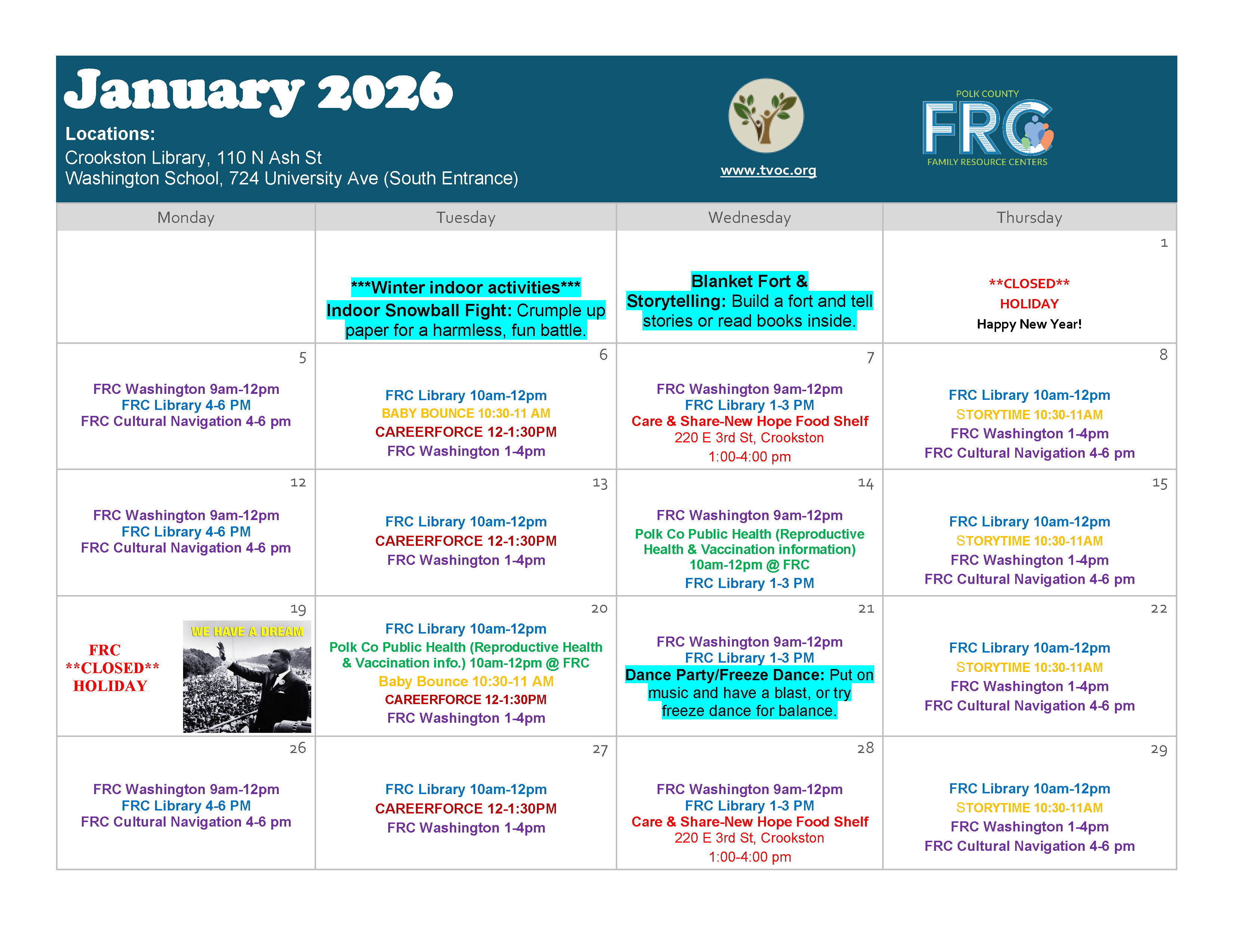Crookston January 2026 Calendar